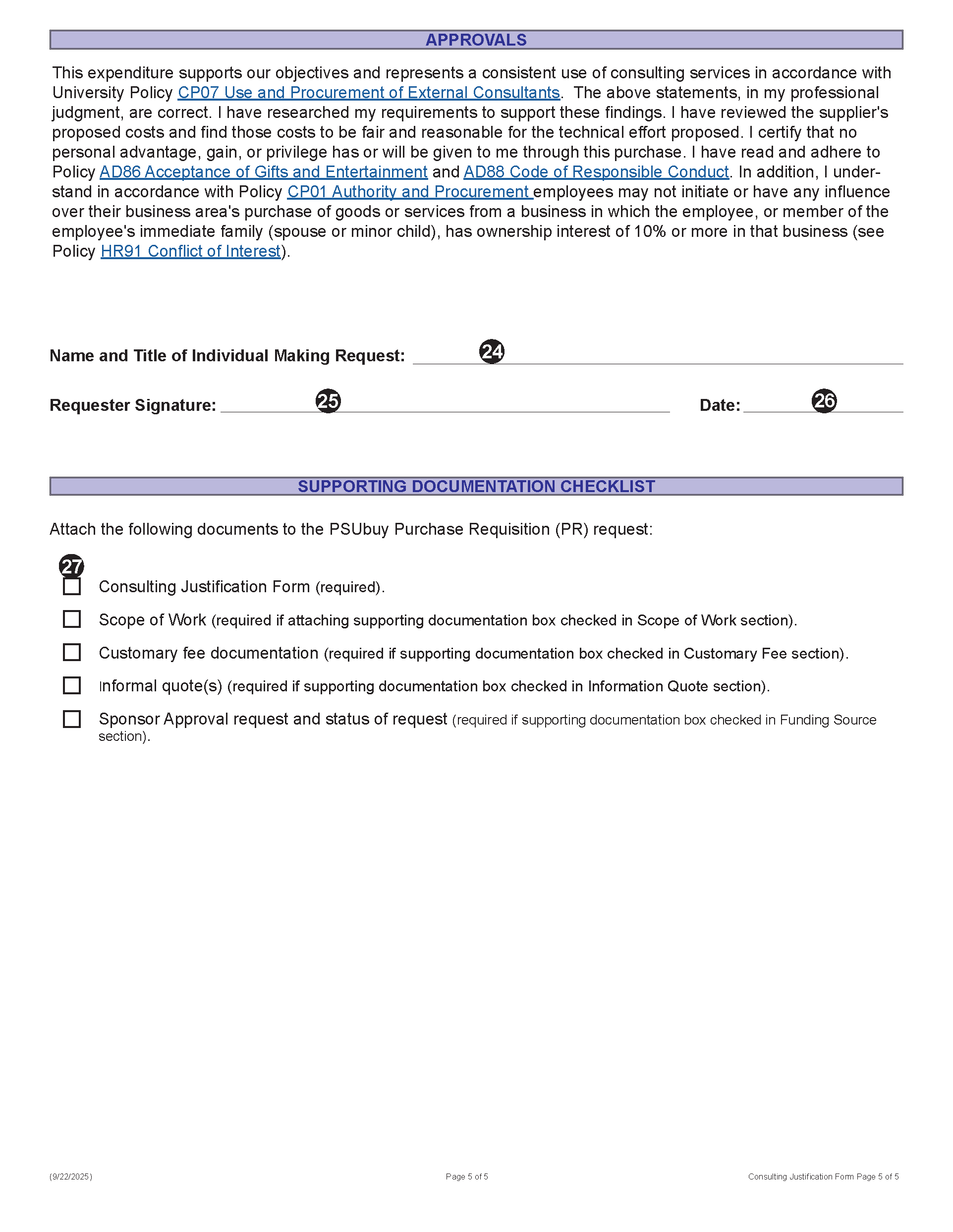 Image of Consulting Justification Form (Page 5)